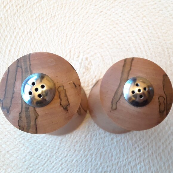 Spalted Maple Turned Wood Salt & Pepper Shakers - Picture 8 of 11